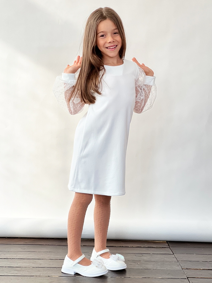 Платье для девочки нарядное БУШОН ST57, цвет белый 