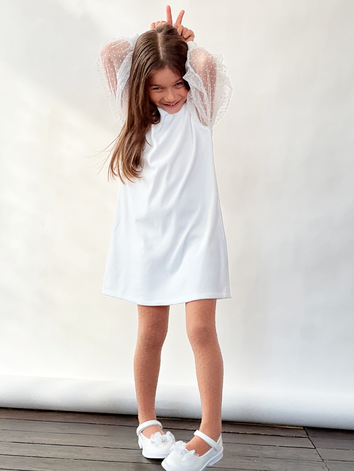 Платье для девочки нарядное БУШОН ST57, цвет белый 
