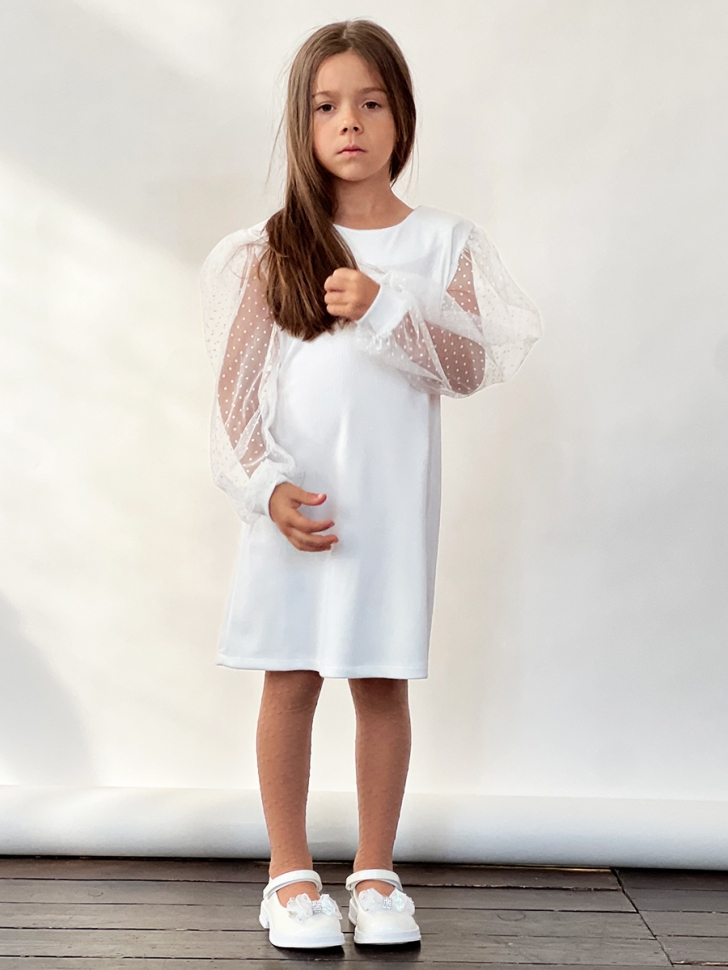 Платье для девочки нарядное БУШОН ST57, цвет белый 