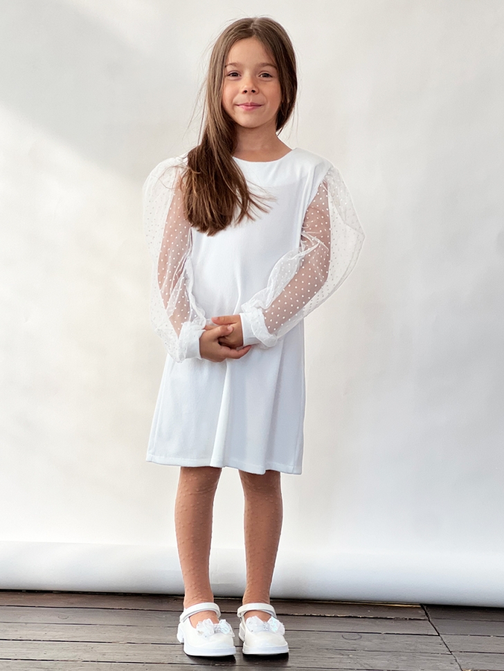 Платье для девочки нарядное БУШОН ST57, цвет белый 