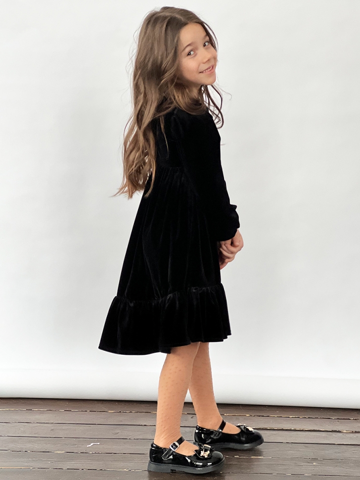 Платье велюровое нарядное БУШОН ST63, цвет черный