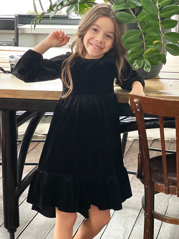 Платье велюровое нарядное БУШОН ST63, цвет черный