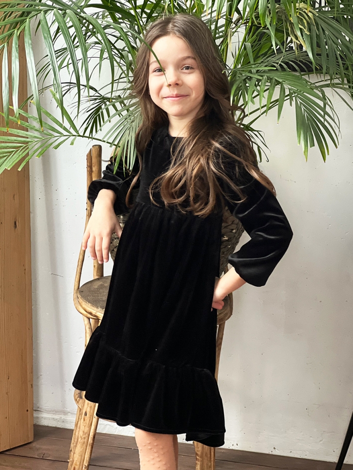 Платье велюровое нарядное БУШОН ST63, цвет черный