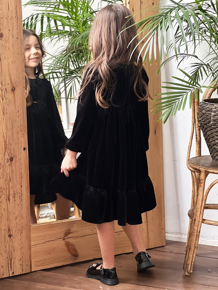 Платье велюровое нарядное БУШОН ST63, цвет черный