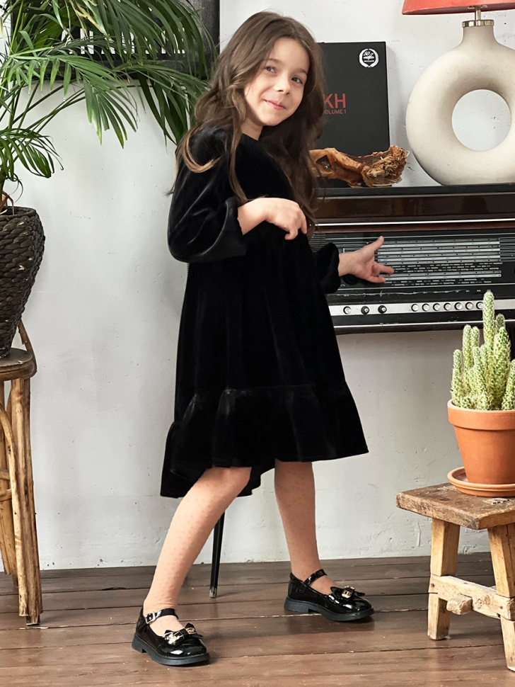 Платье велюровое нарядное БУШОН ST63, цвет черный