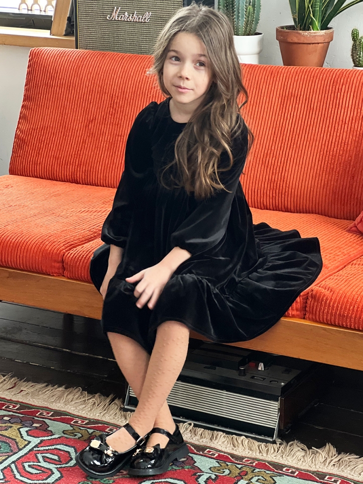 Платье велюровое нарядное БУШОН ST63, цвет черный