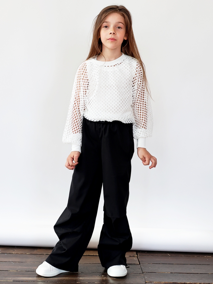 Комплект блузка сетка и брюки для девочек БУШОН ST115, цвет черный-3