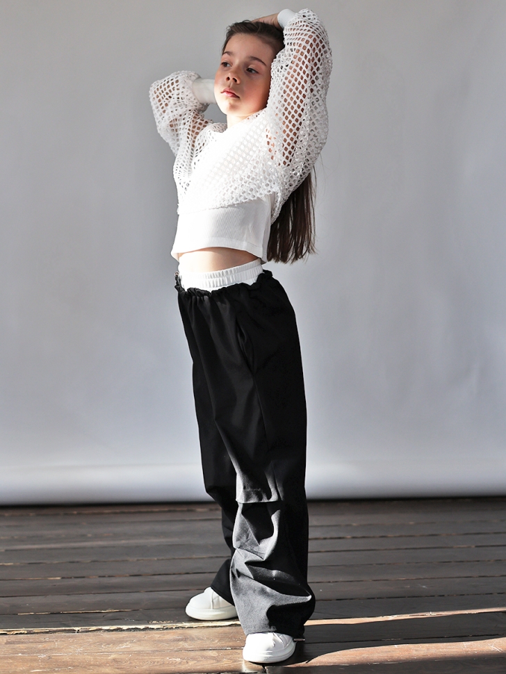 Комплект блузка сетка и брюки для девочек БУШОН ST115, цвет черный-3