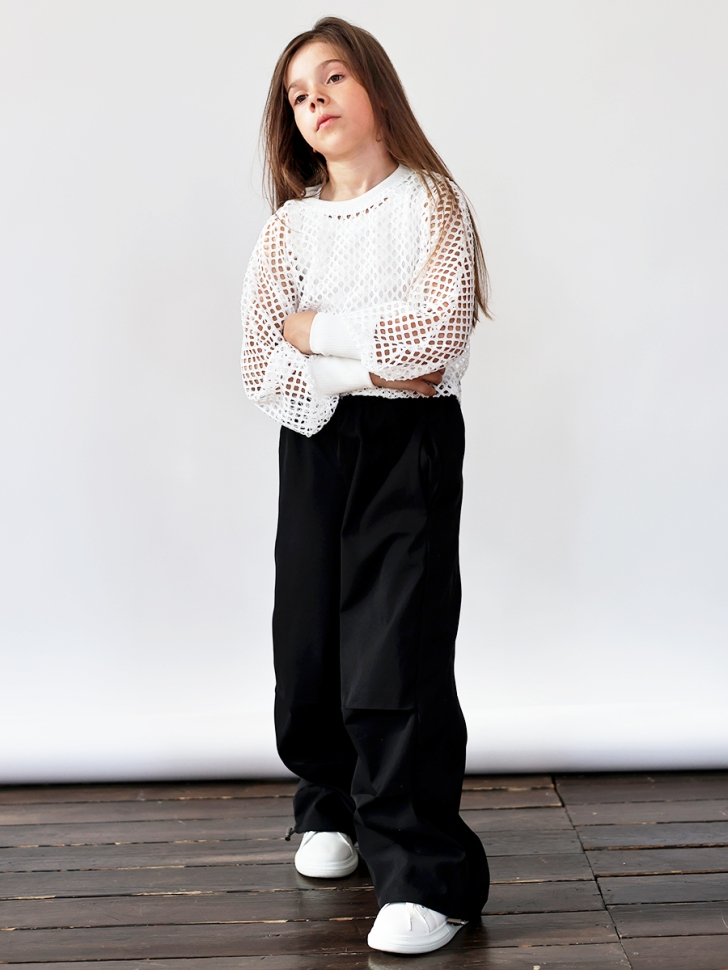 Комплект блузка сетка и брюки для девочек БУШОН ST115, цвет черный-3