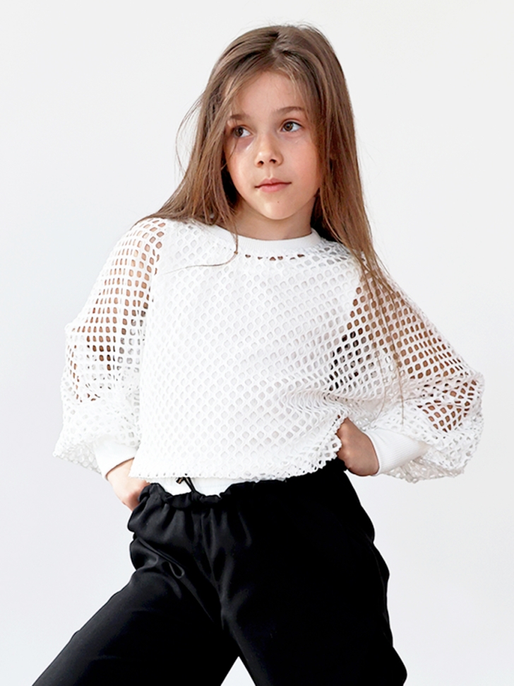 Комплект блузка сетка и брюки для девочек БУШОН ST115, цвет черный-3