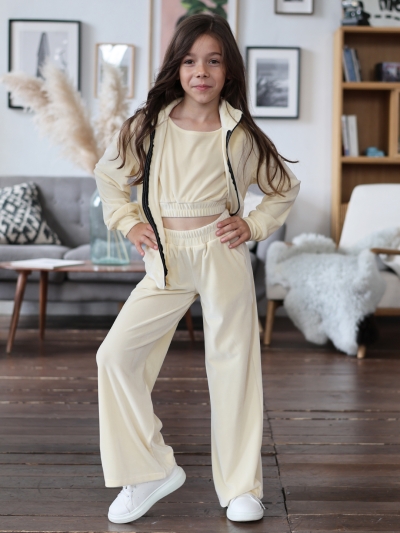 Костюм для девочки из велюра БУШОН SP223, цвет желтый