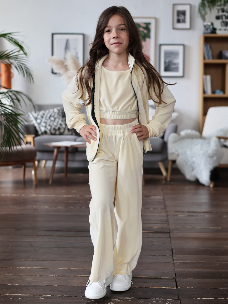 Костюм для девочки из велюра БУШОН SP223, цвет желтый