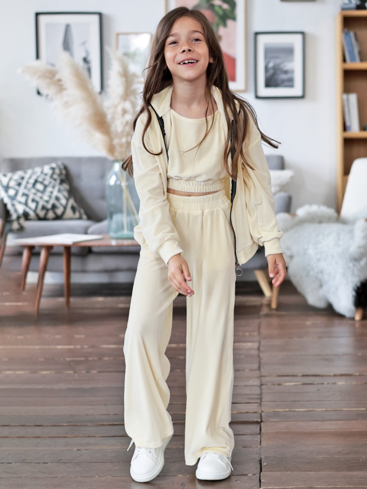 Костюм для девочки из велюра БУШОН SP223, цвет желтый