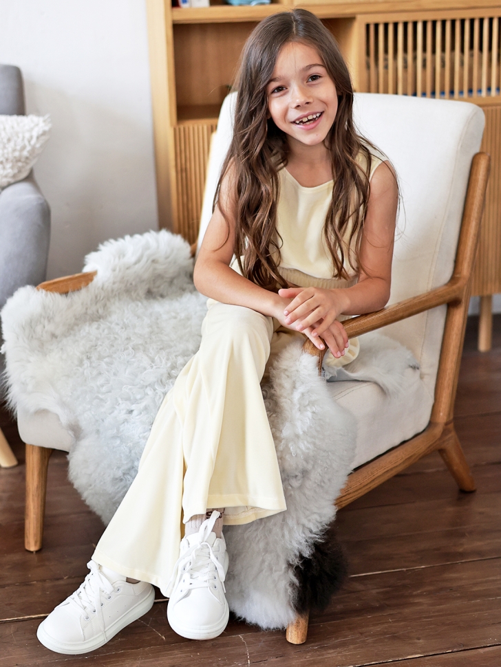 Костюм для девочки из велюра БУШОН SP223, цвет желтый