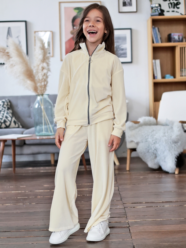 Костюм для девочки из велюра БУШОН SP223, цвет желтый