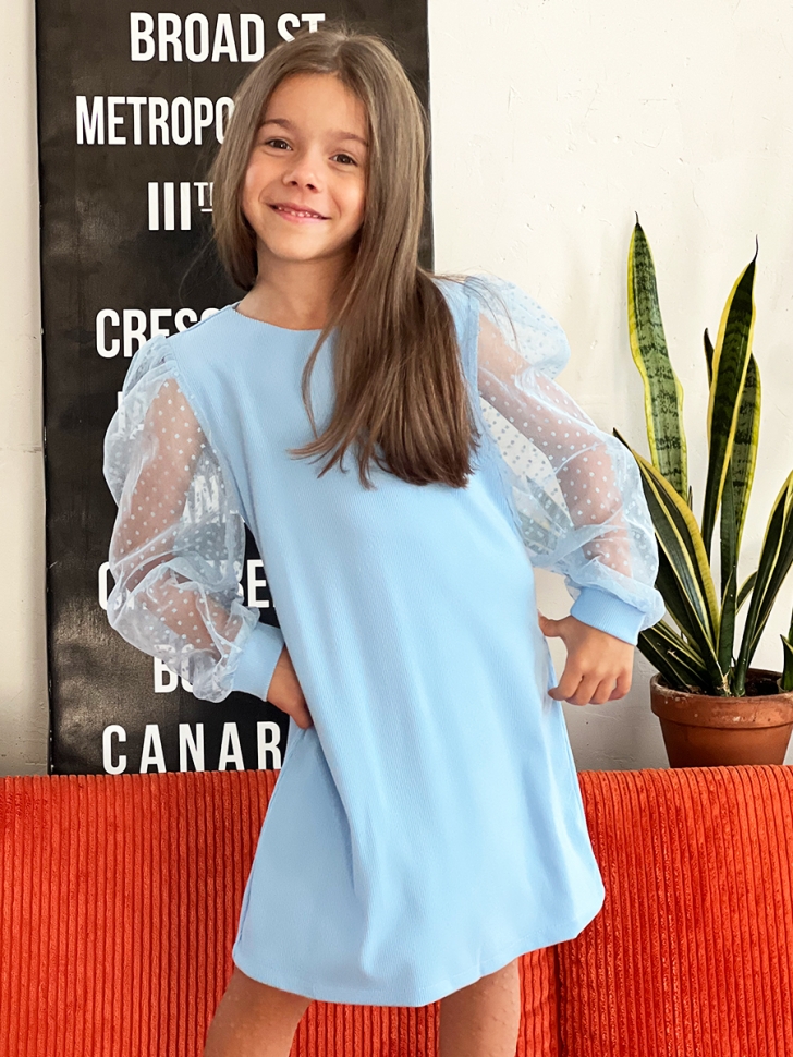 Платье для девочки нарядное БУШОН ST57, цвет голубой