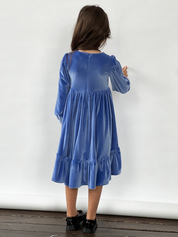 Платье велюровое нарядное БУШОН ST63, цвет синий 