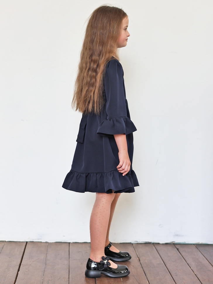 Платье для девочки школьное БУШОН ST52, цвет темно-синий