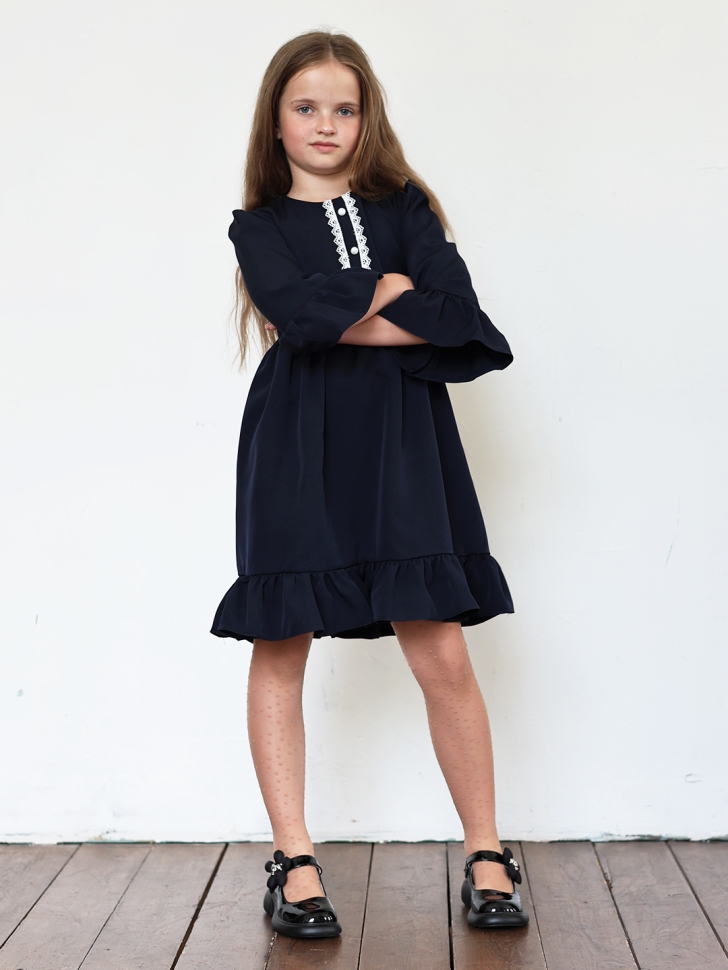 Платье для девочки школьное БУШОН ST52, цвет темно-синий