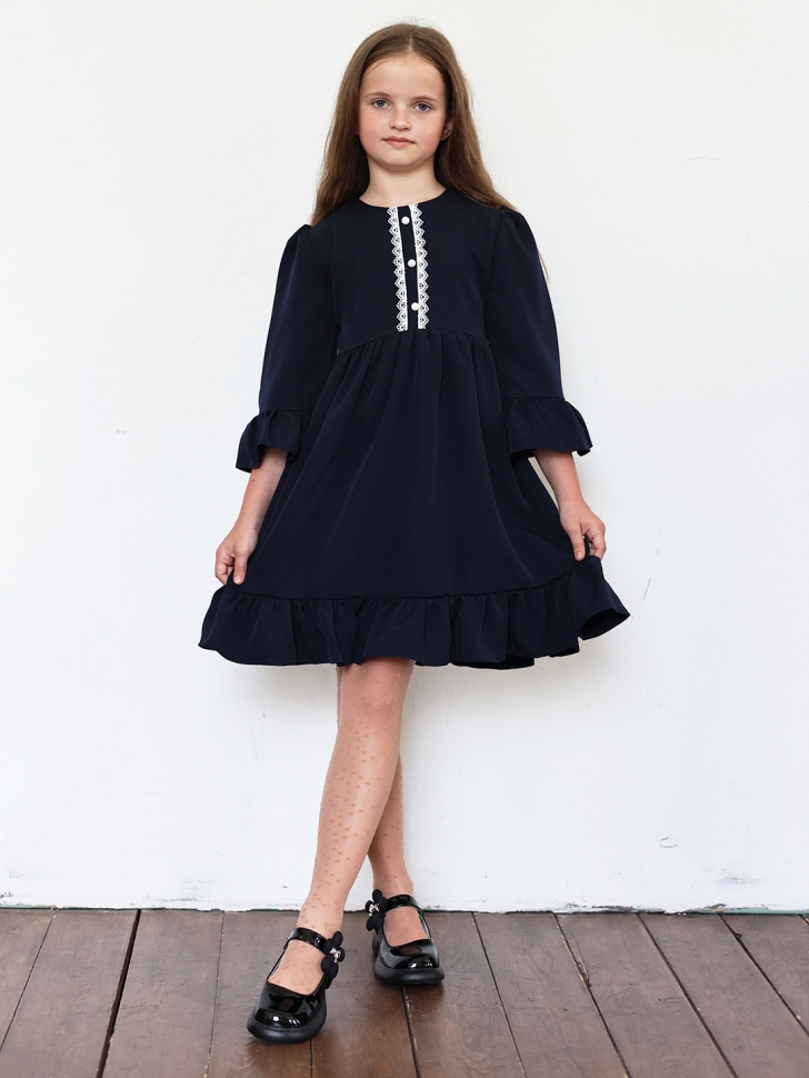 Платье для девочки школьное БУШОН ST52, цвет темно-синий