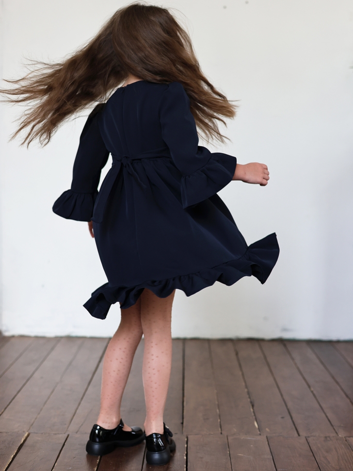 Платье для девочки школьное БУШОН ST52, цвет темно-синий