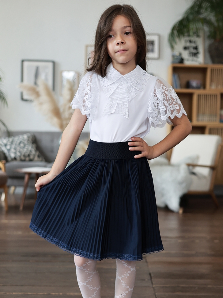 Юбка для девочек школьная БУШОН, модель SK90, цвет темно-синий