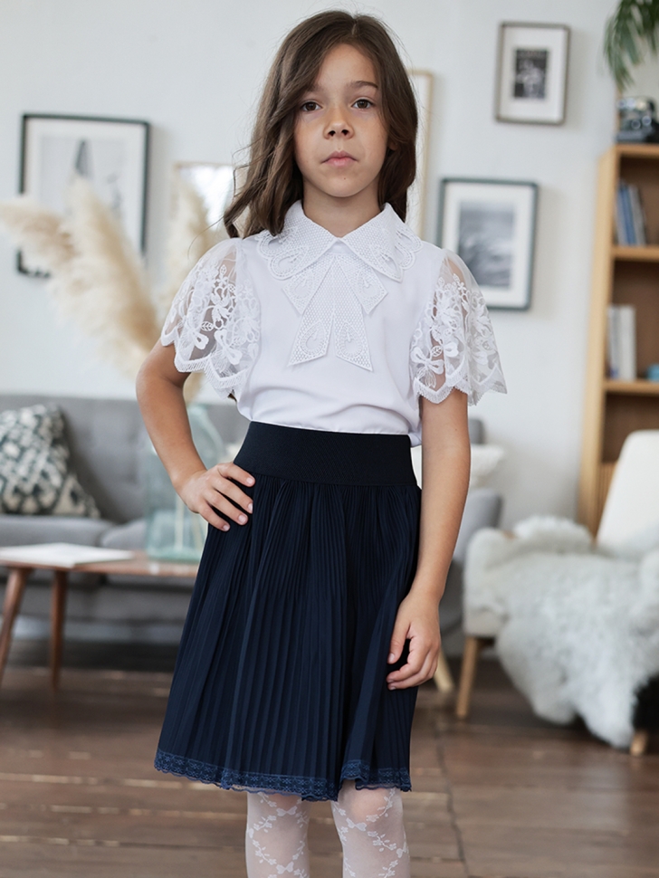 Юбка для девочек школьная БУШОН, модель SK90, цвет темно-синий