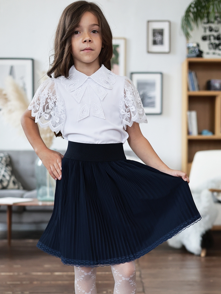 Юбка для девочек школьная БУШОН, модель SK90, цвет темно-синий