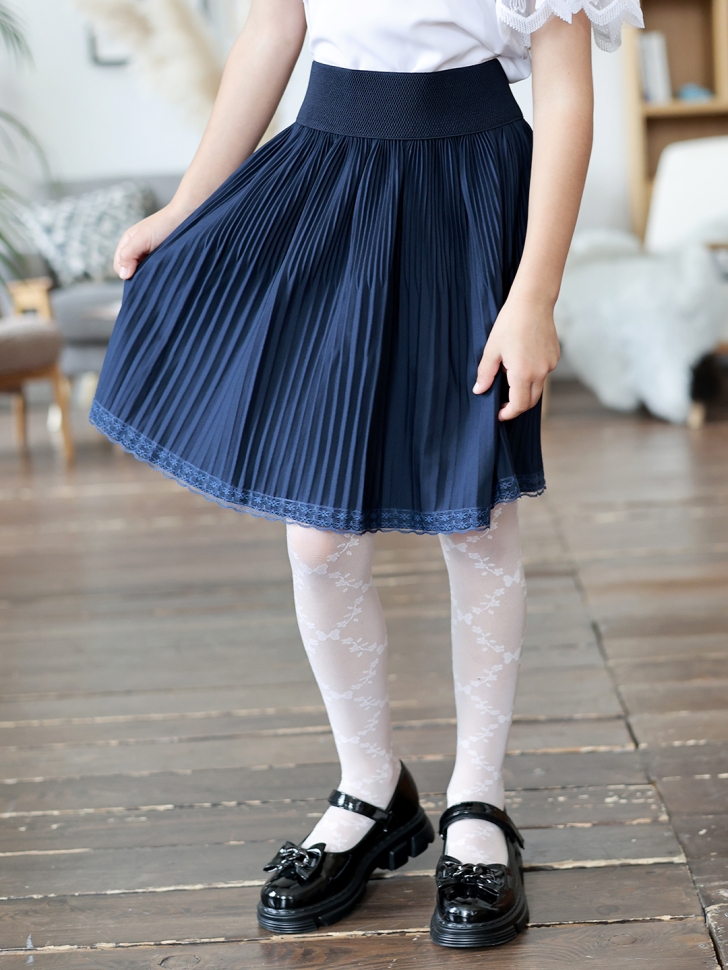 Юбка для девочек школьная БУШОН, модель SK90, цвет темно-синий