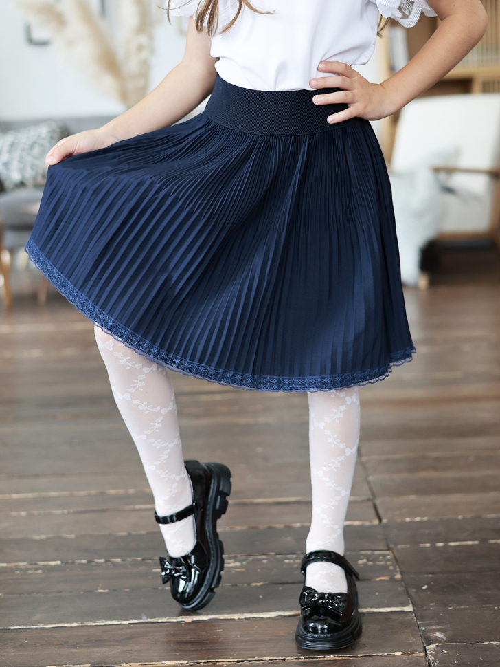 Юбка для девочек школьная БУШОН, модель SK90, цвет темно-синий