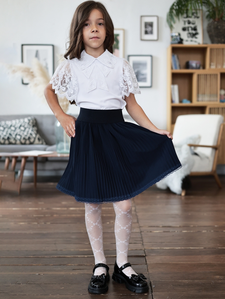 Юбка для девочек школьная БУШОН, модель SK90, цвет темно-синий