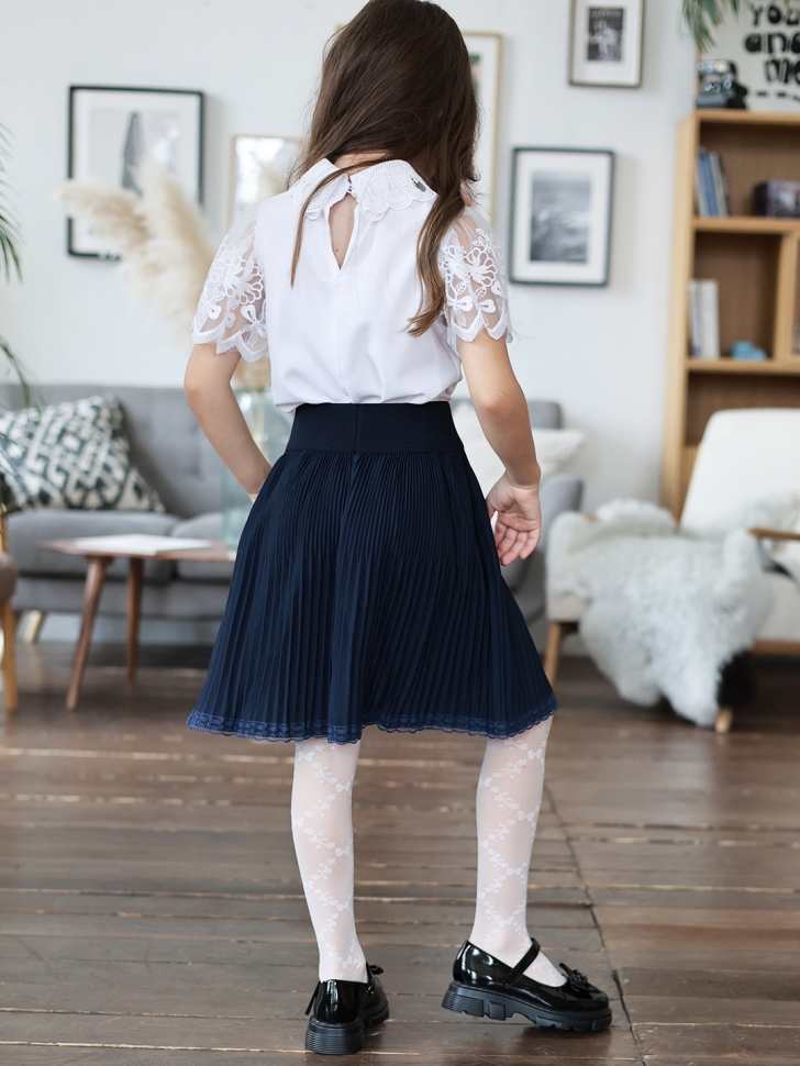 Юбка для девочек школьная БУШОН, модель SK90, цвет темно-синий