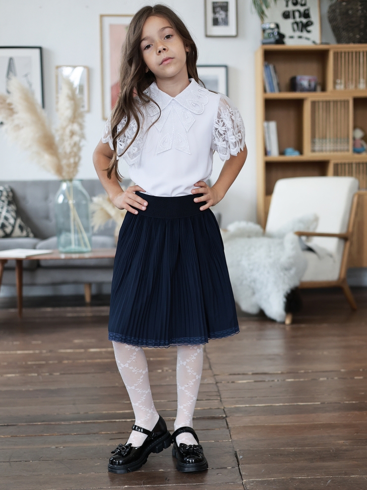 Юбка для девочек школьная БУШОН, модель SK90, цвет темно-синий
