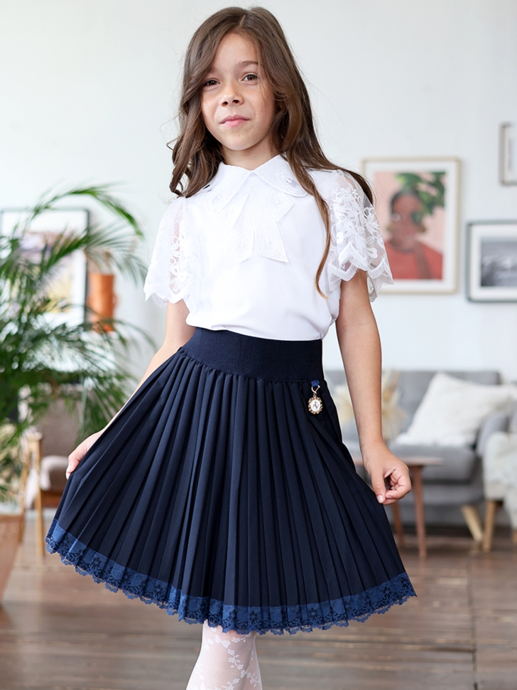 Юбка для девочек школьная БУШОН, модель SK90, цвет темно-синий