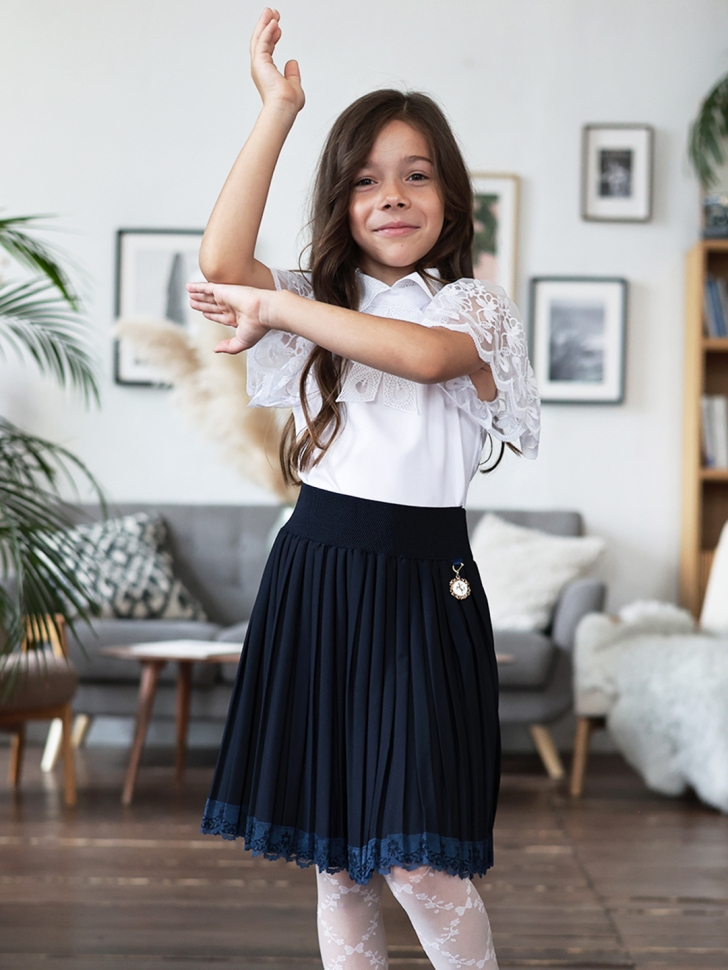 Юбка для девочек школьная БУШОН, модель SK90, цвет темно-синий