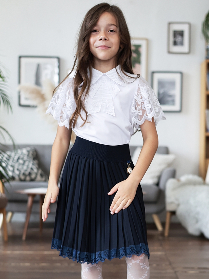 Юбка для девочек школьная БУШОН, модель SK90, цвет темно-синий