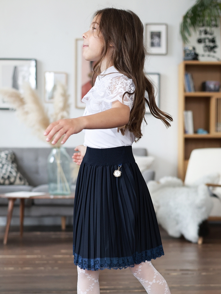 Юбка для девочек школьная БУШОН, модель SK90, цвет темно-синий