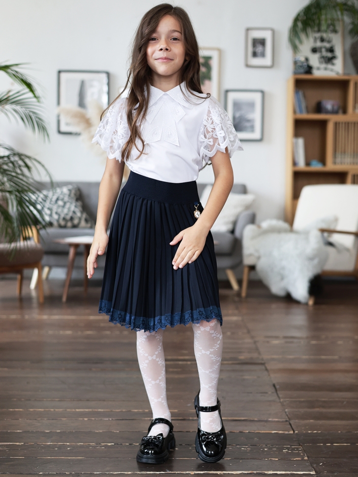 Юбка для девочек школьная БУШОН, модель SK90, цвет темно-синий