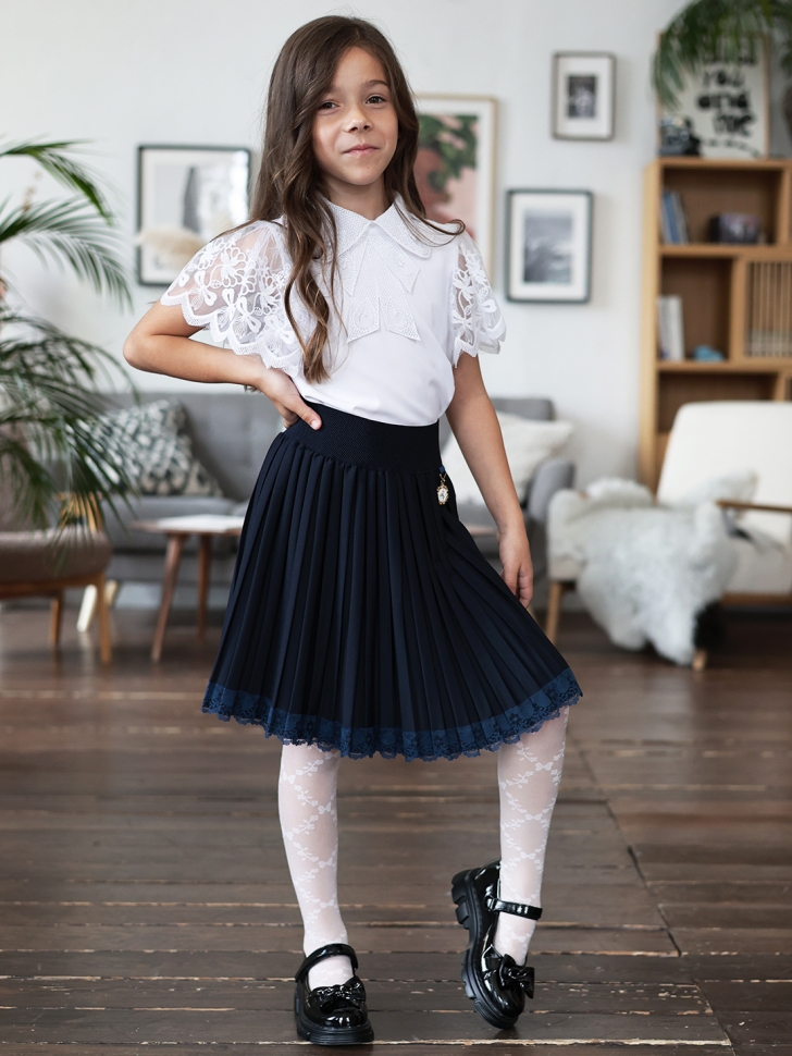 Юбка для девочек школьная БУШОН, модель SK90, цвет темно-синий