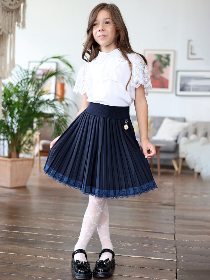 Юбка для девочек школьная БУШОН, модель SK90, цвет темно-синий