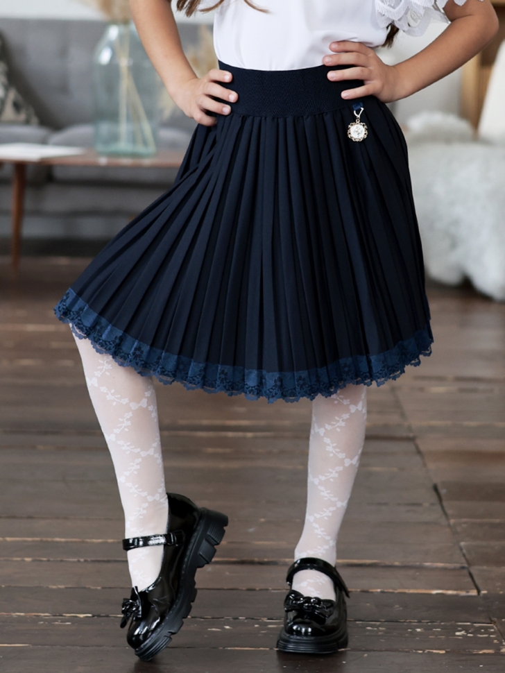 Юбка для девочек школьная БУШОН, модель SK90, цвет темно-синий