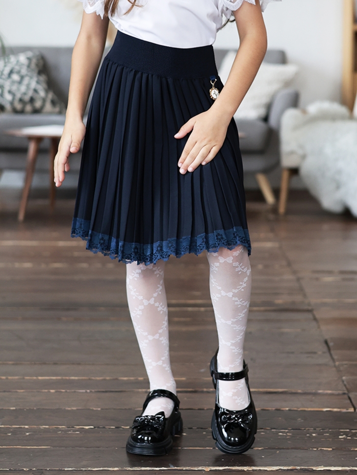 Юбка для девочек школьная БУШОН, модель SK90, цвет темно-синий