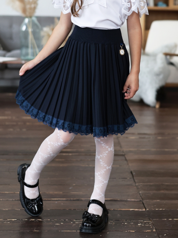 Юбка для девочек школьная БУШОН, модель SK90, цвет темно-синий