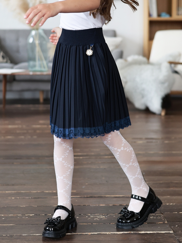 Юбка для девочек школьная БУШОН, модель SK90, цвет темно-синий