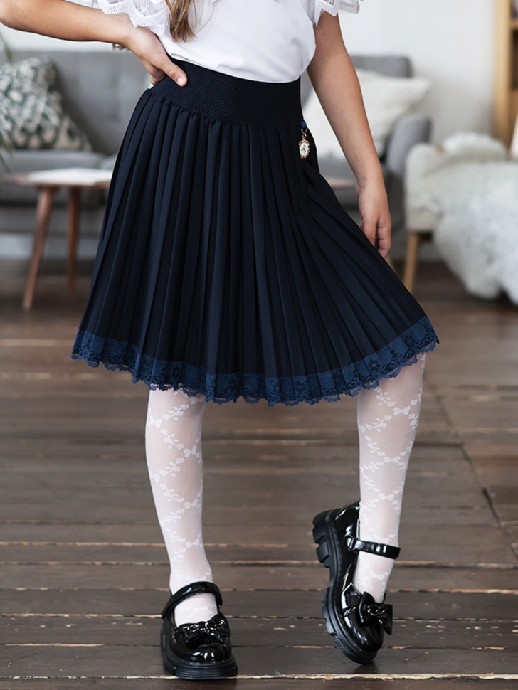 Юбка для девочек школьная БУШОН, модель SK90, цвет темно-синий