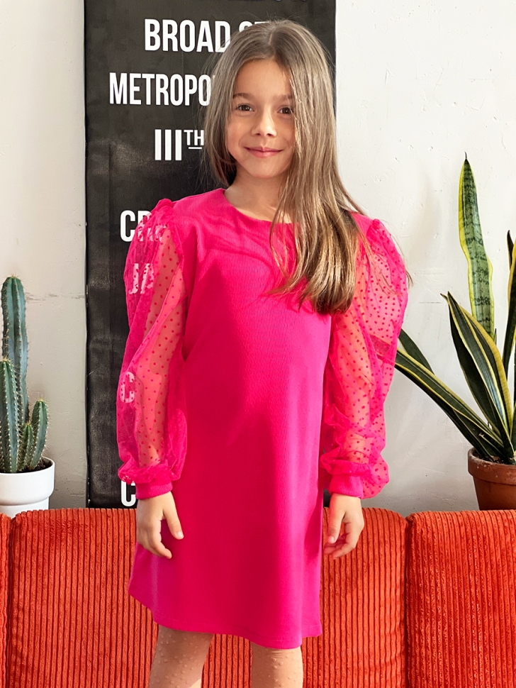 Платье для девочки нарядное БУШОН ST57, цвет фуксия 