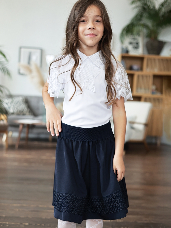 Юбка для девочек школьная БУШОН, модель SK90, цвет темно-синий