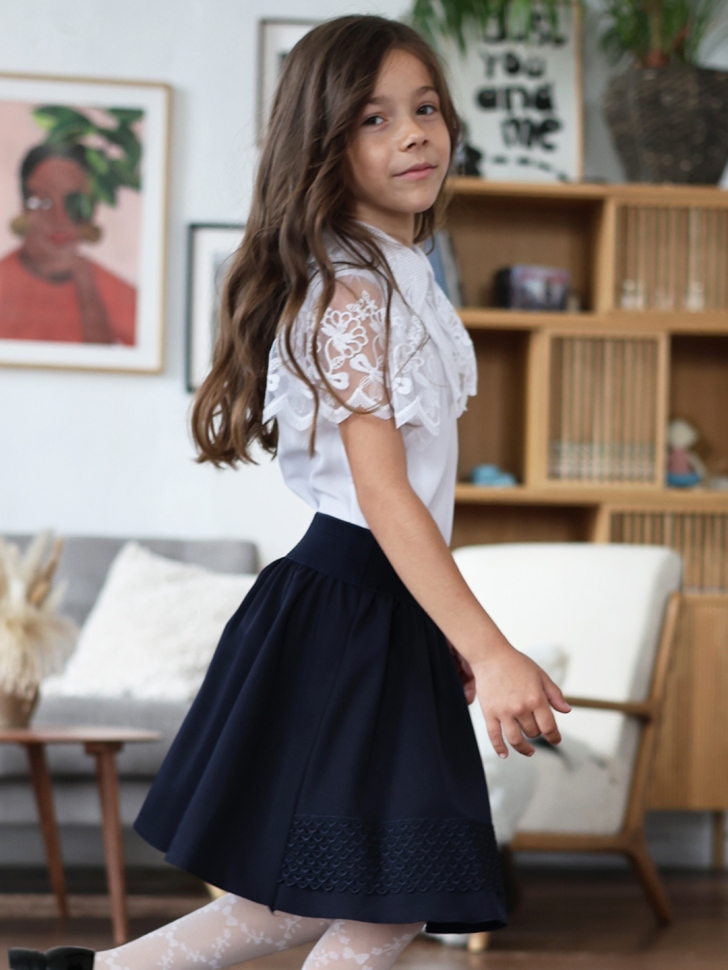 Юбка для девочек школьная БУШОН, модель SK90, цвет темно-синий