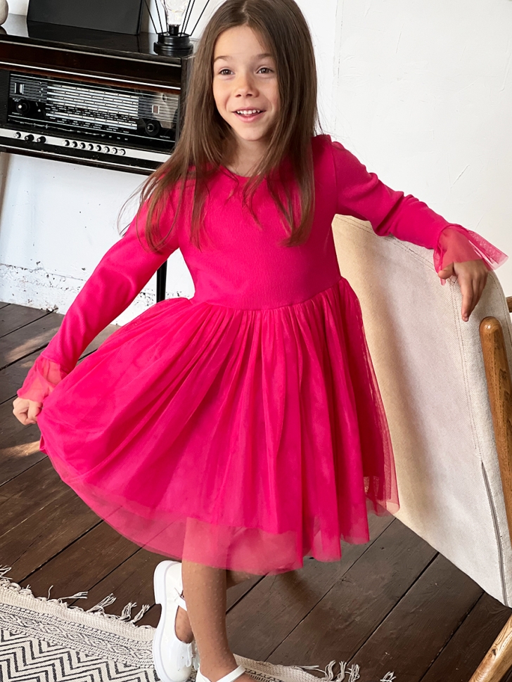 Платье для девочки нарядное БУШОН ST56, цвет фуксия