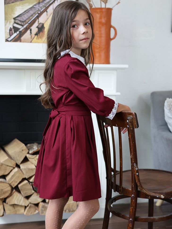 Платье для девочки школьное БУШОН SK11, цвет бордовый